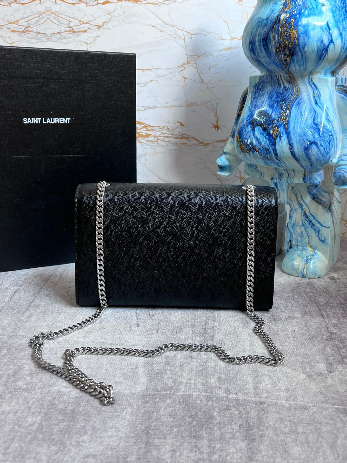 Saint Laurent Kate Medium Tassel Bag In Black Grain De Poudre Leather