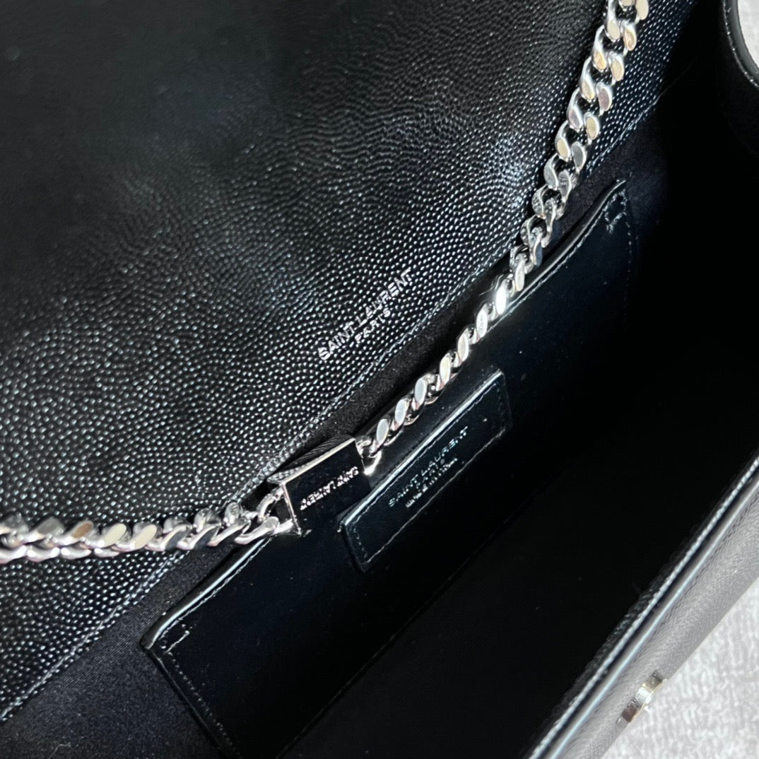 Saint Laurent Kate Medium Tassel Bag In Black Grain De Poudre Leather