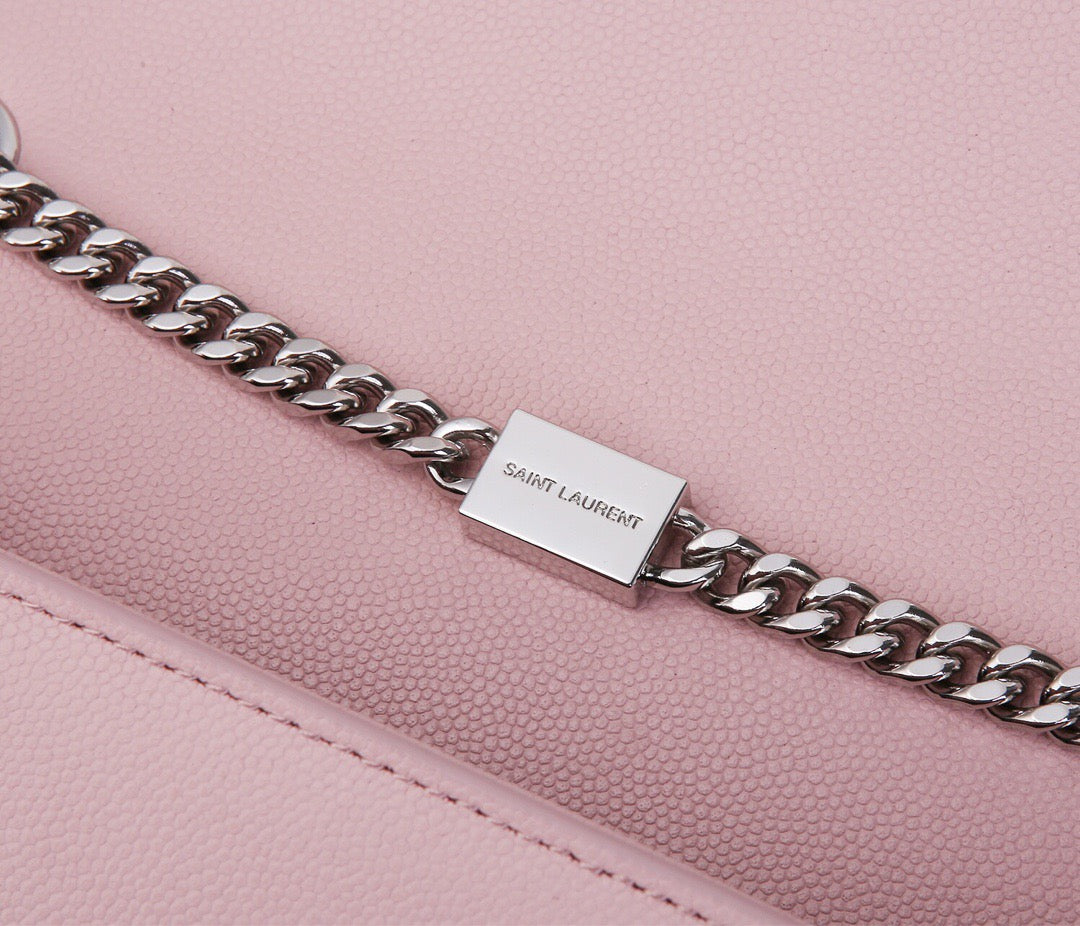 Saint Laurent Kate Medium Chain Bag In Pink Grain De Poudre Leather