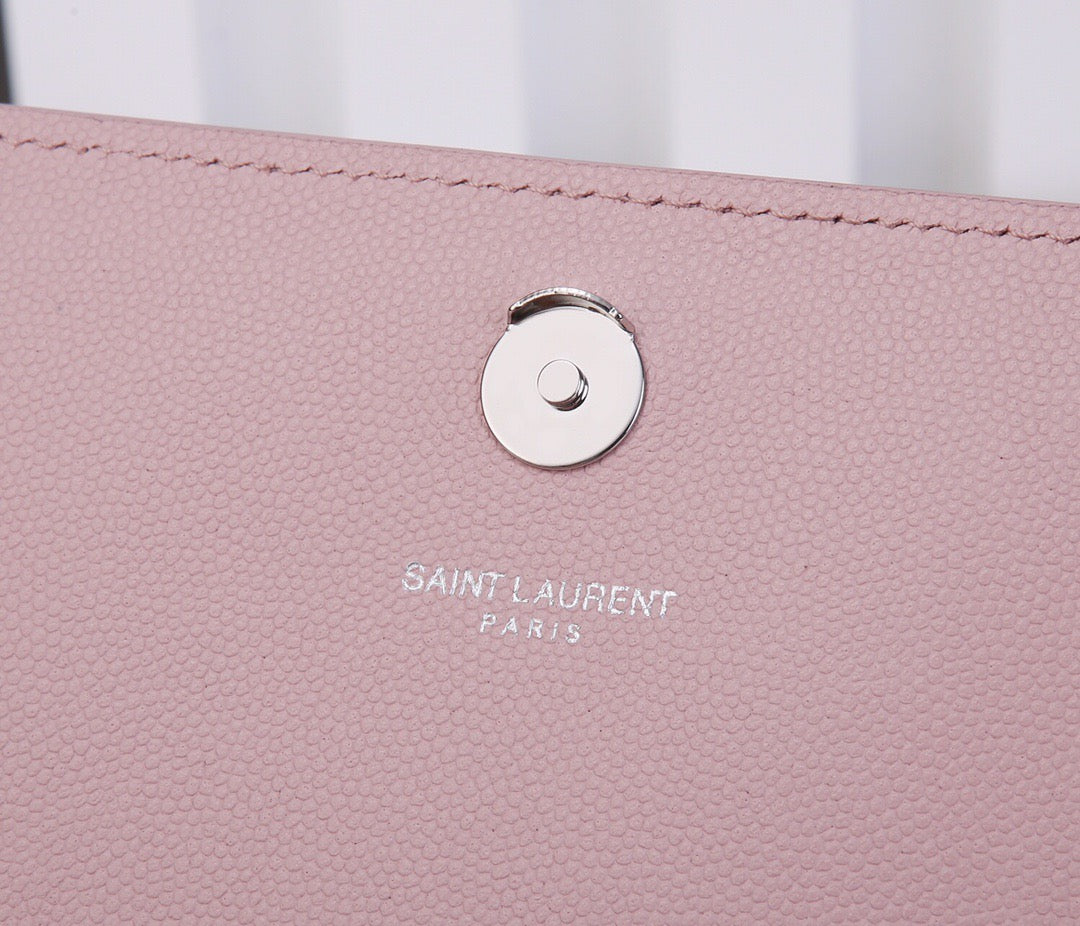 Saint Laurent Kate Medium Chain Bag In Pink Grain De Poudre Leather