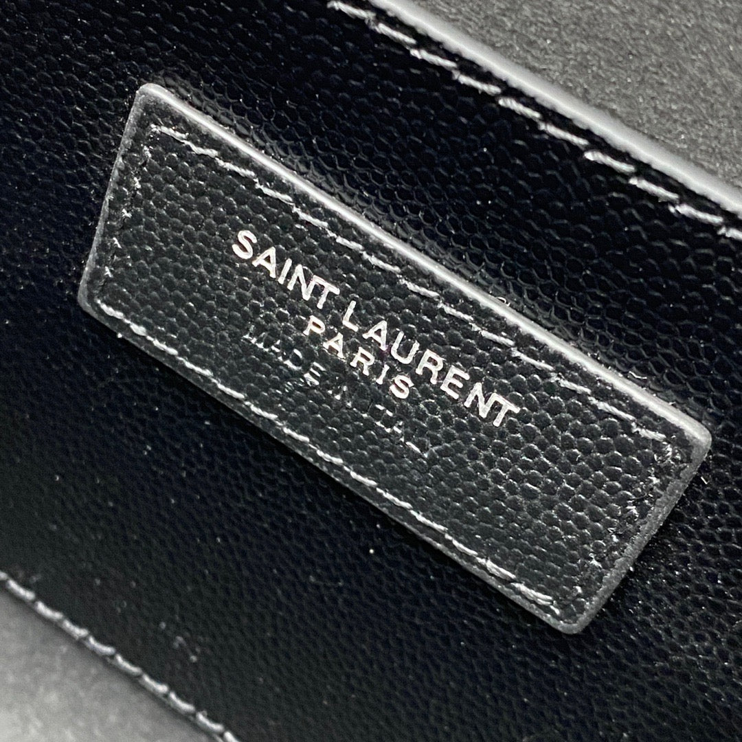 Saint Laurent Kate Small Chain Bag In Black Grain Leather With Black Hardware