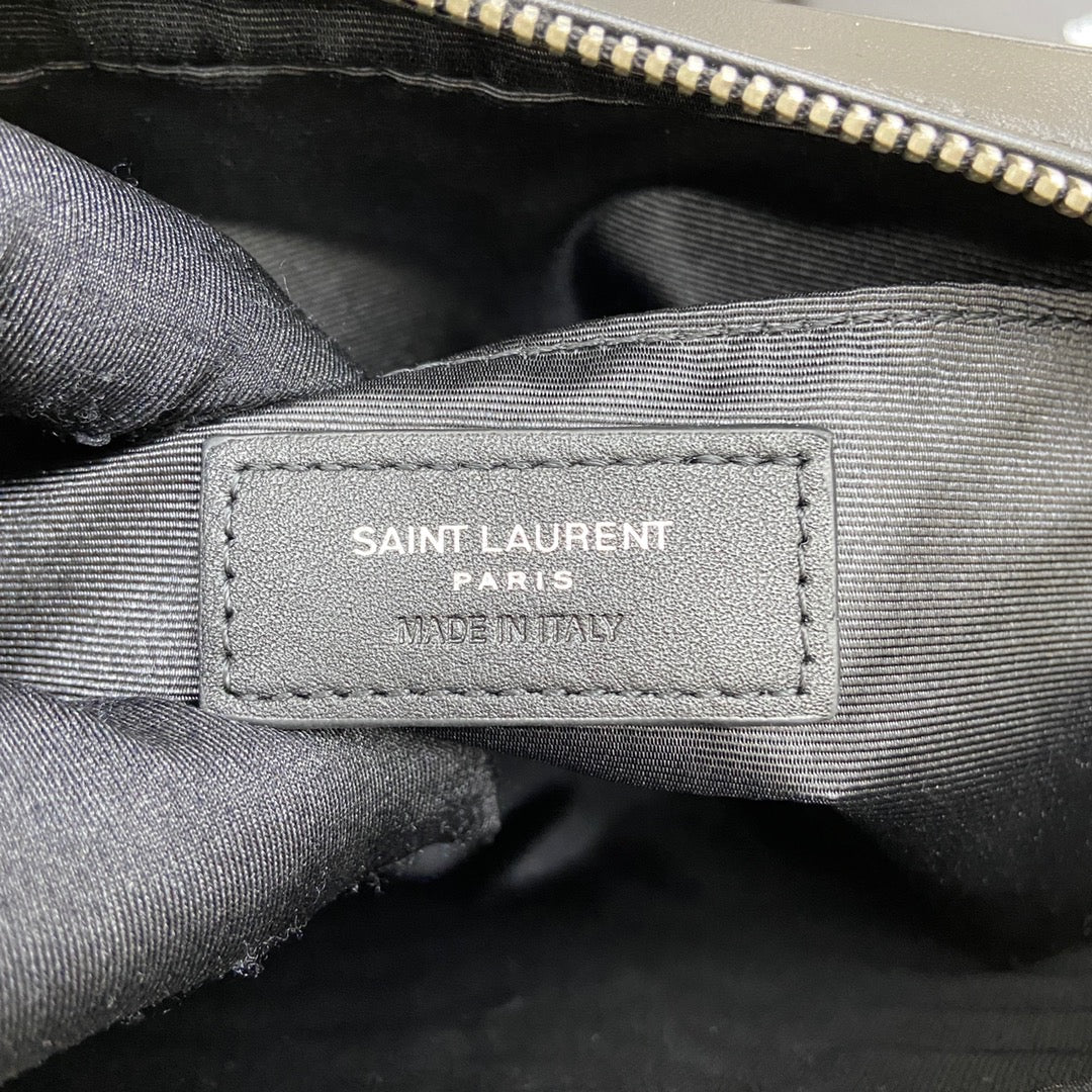 Saint Laurent Lou Bag In Black Calfskin With Silver Hardware