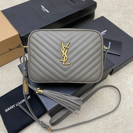 Saint Laurent Lou Bag In Gray Calfskin