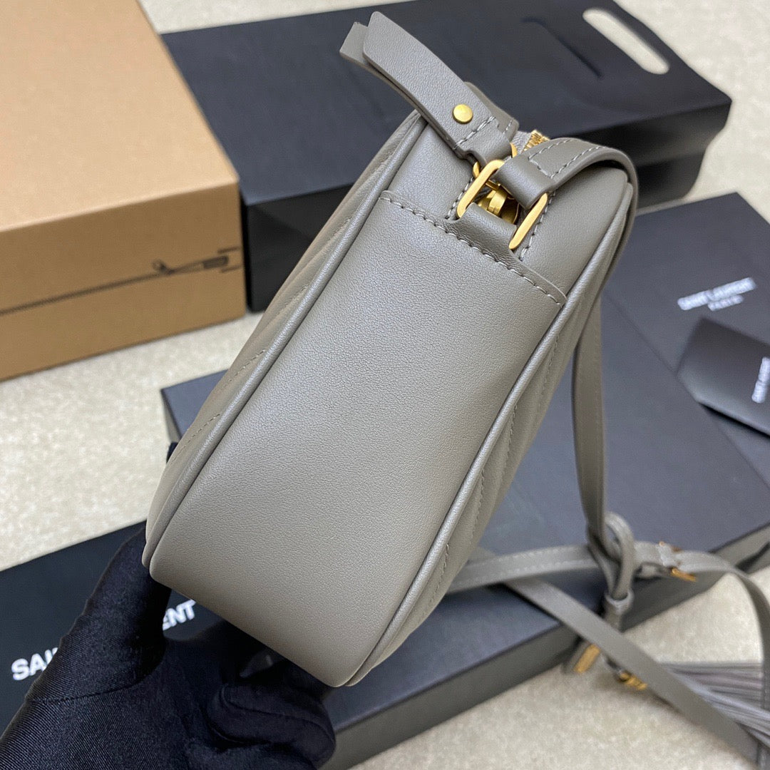 Saint Laurent Lou Bag In Gray Calfskin