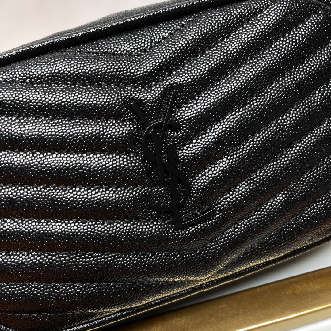 Saint Laurent Lou Mini Bag In Black Calfskin With Black Hardware