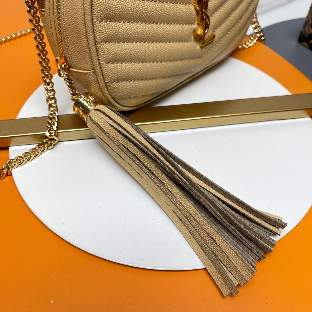 Saint Laurent Lou Mini Bag In Apricot Calfskin