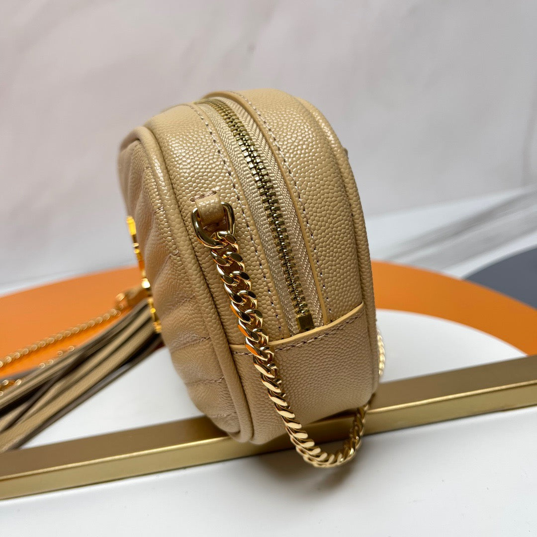 Saint Laurent Lou Mini Bag In Apricot Calfskin