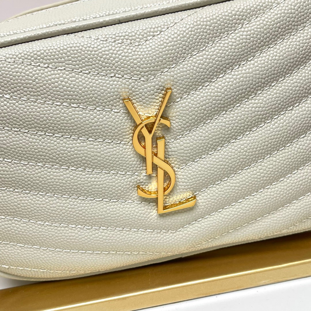 Saint Laurent Lou Mini Bag In Off-white Calfskin