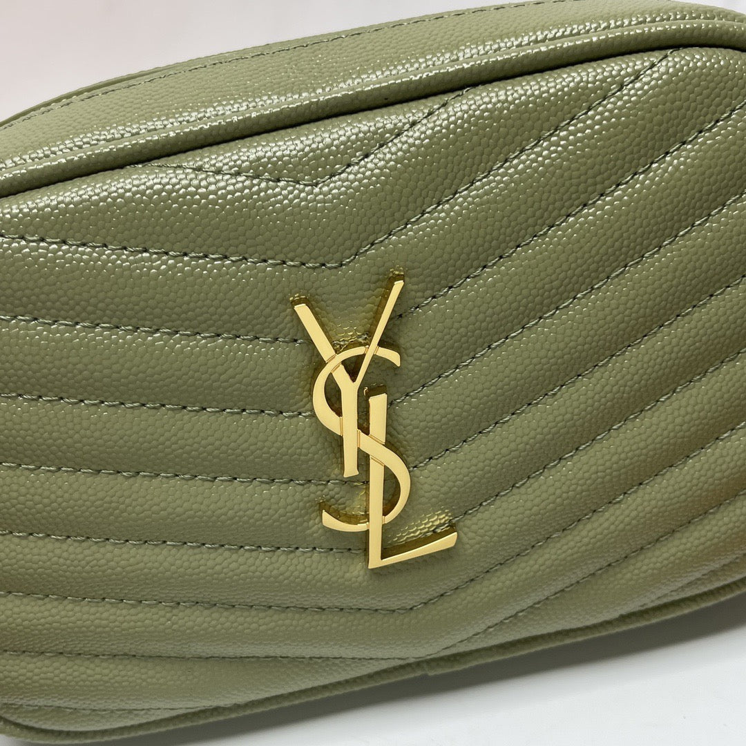 Saint Laurent Lou Mini Bag In Green Calfskin