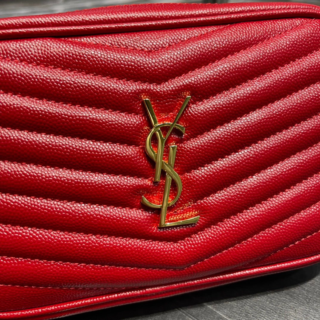 Saint Laurent Lou Mini Bag In Red Calfskin