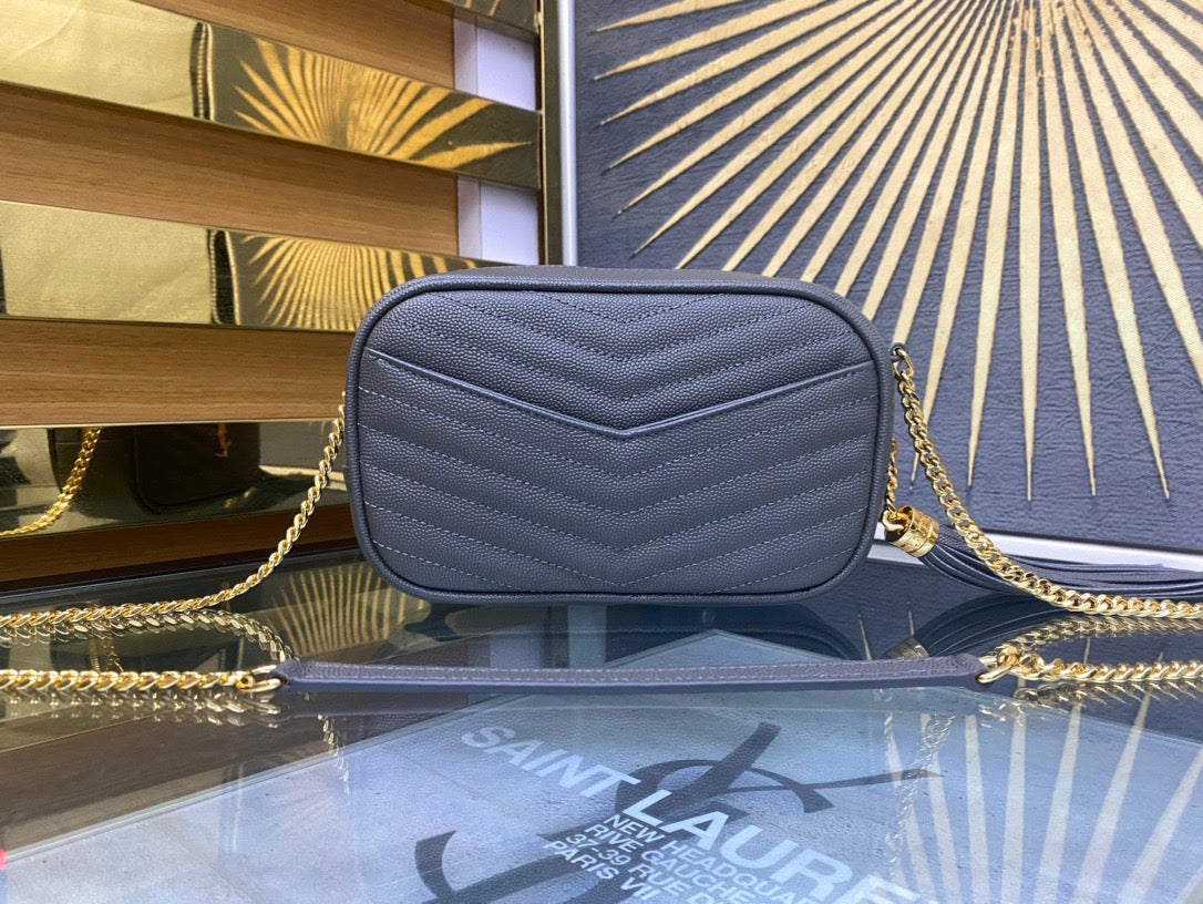 Saint Laurent Lou Mini Bag In Haze Blue Calfskin