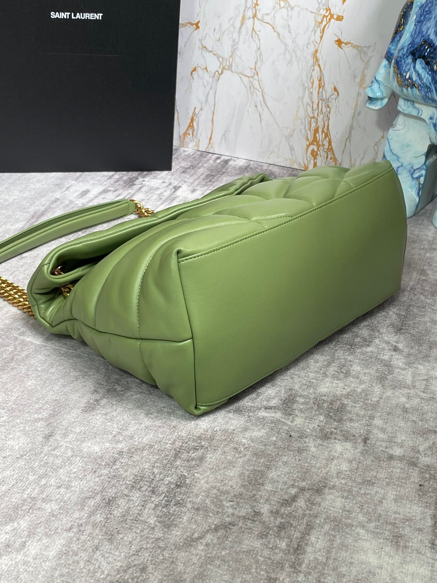 Saint Laurent LouLou Medium Chain Bag In Green Quilted Lambskin