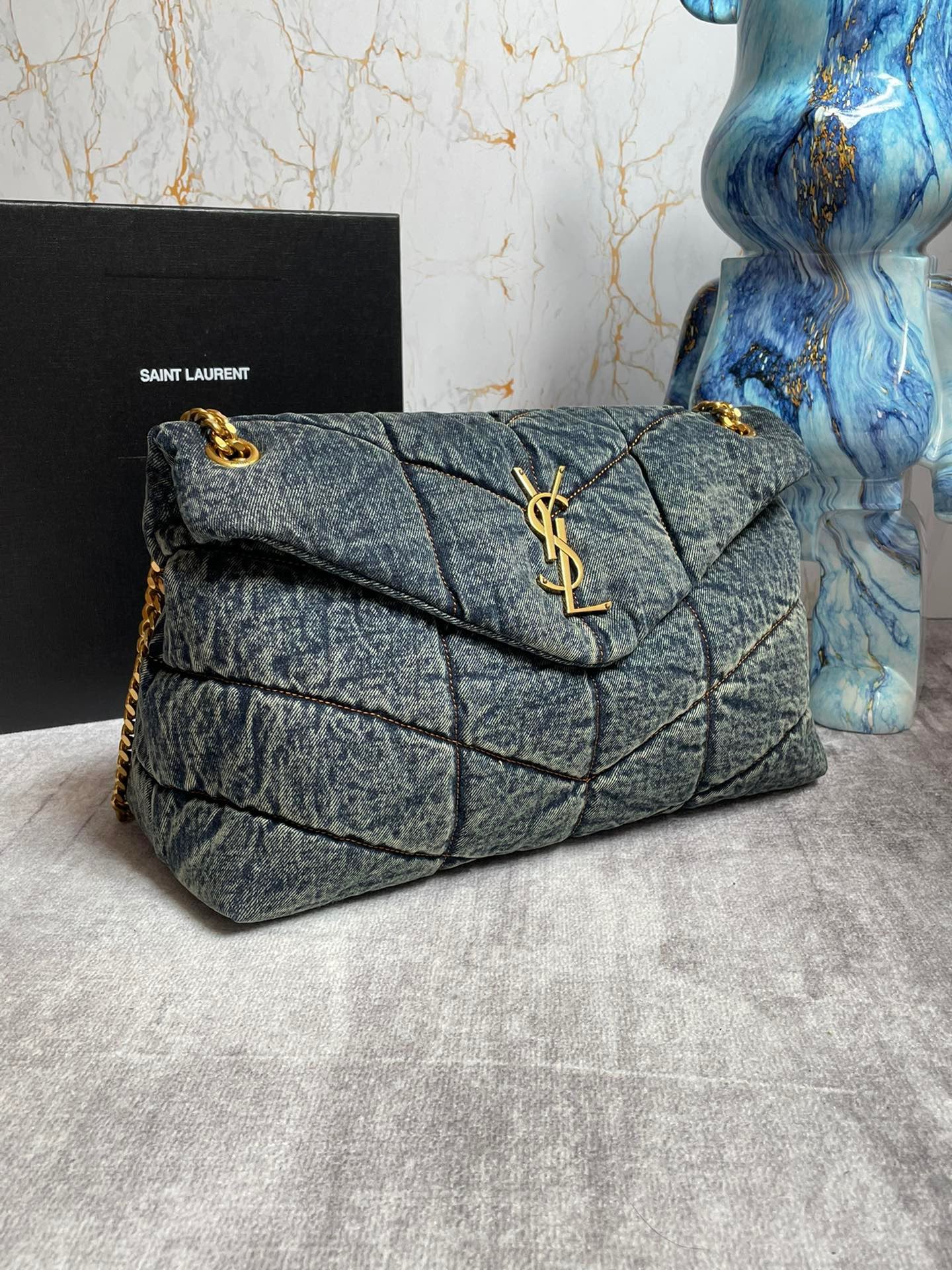 Saint Laurent LouLou Medium Vintage Denim Chain Bag