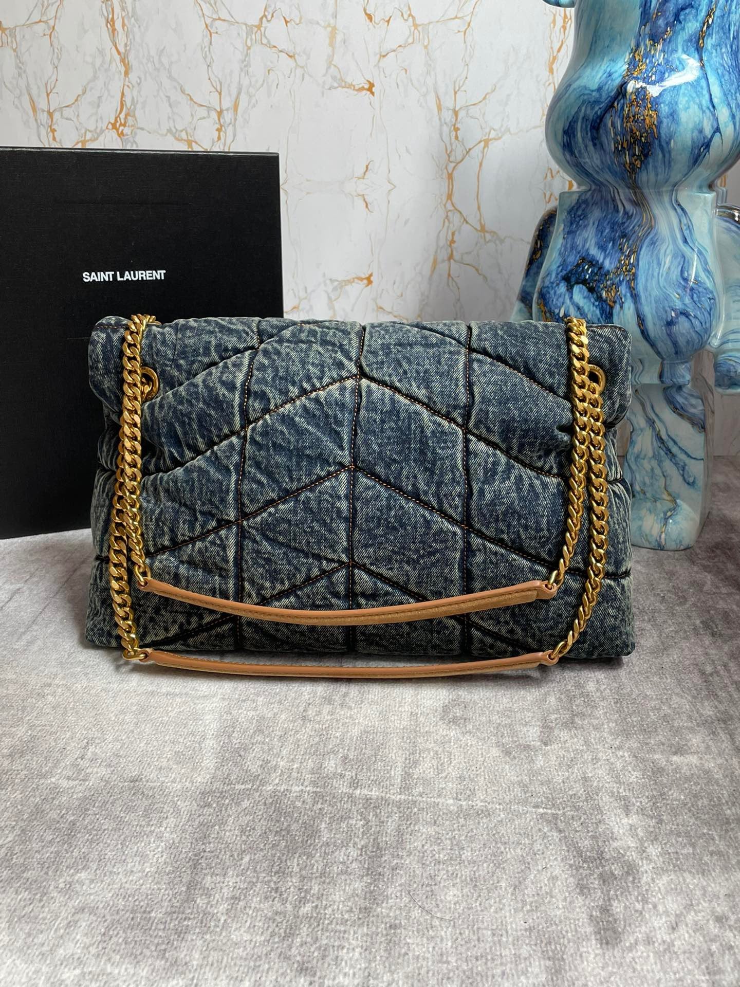 Saint Laurent LouLou Medium Vintage Denim Chain Bag