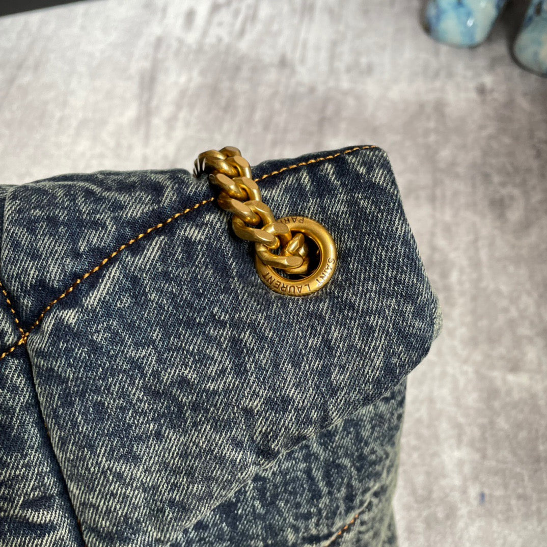 Saint Laurent LouLou Medium Vintage Denim Chain Bag