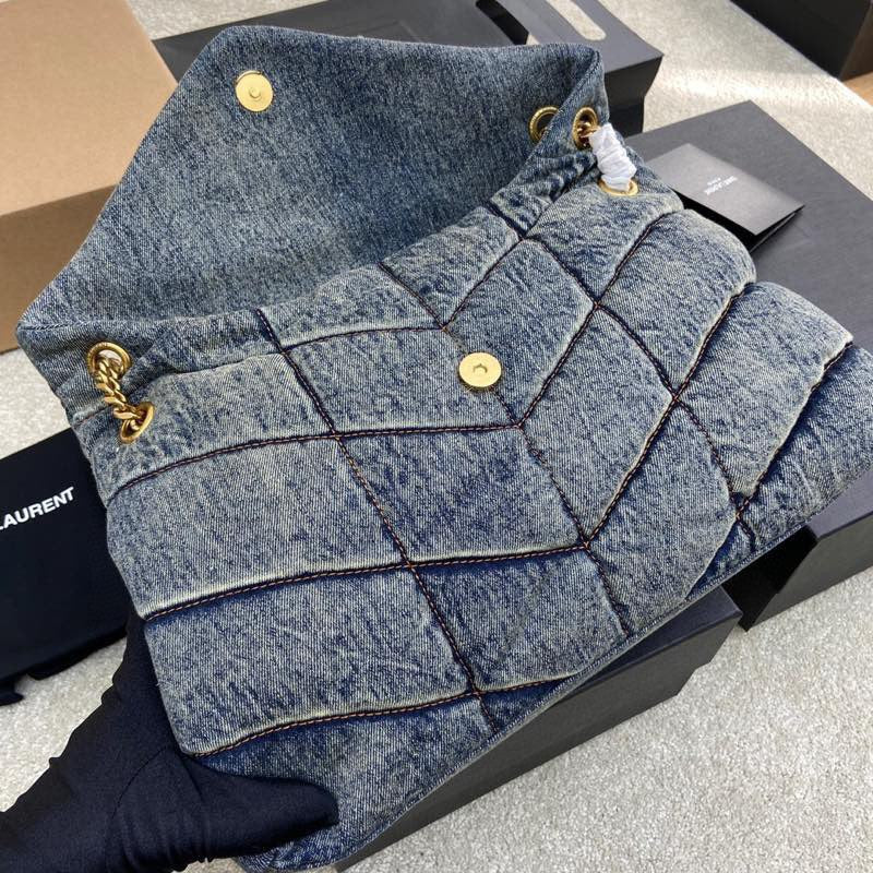 Saint Laurent LouLou Medium Vintage Denim Chain Bag