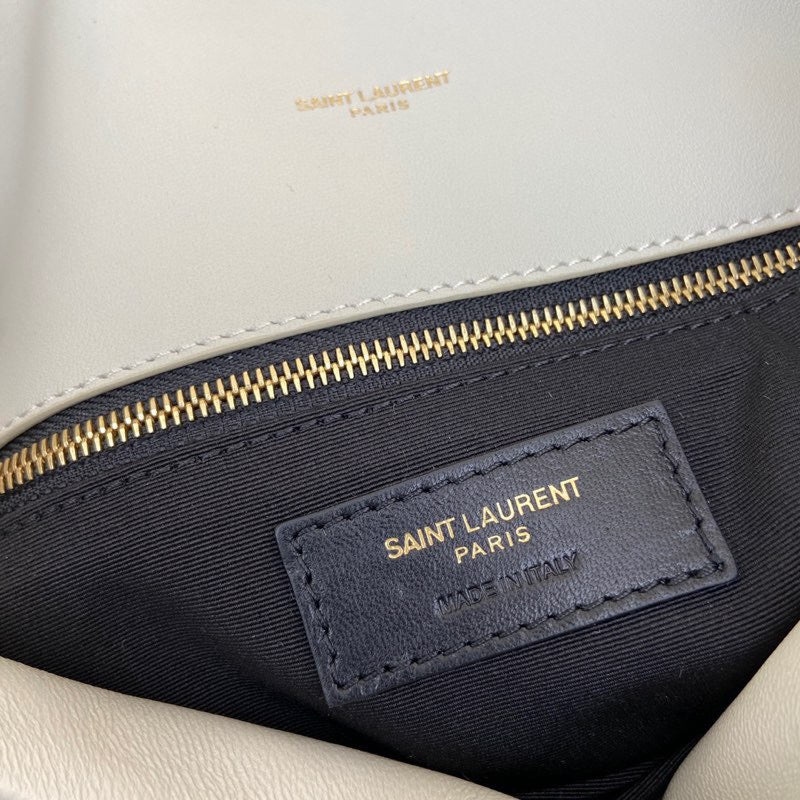 Saint Laurent LouLou Medium Chain Bag In White Quilted Lambskin