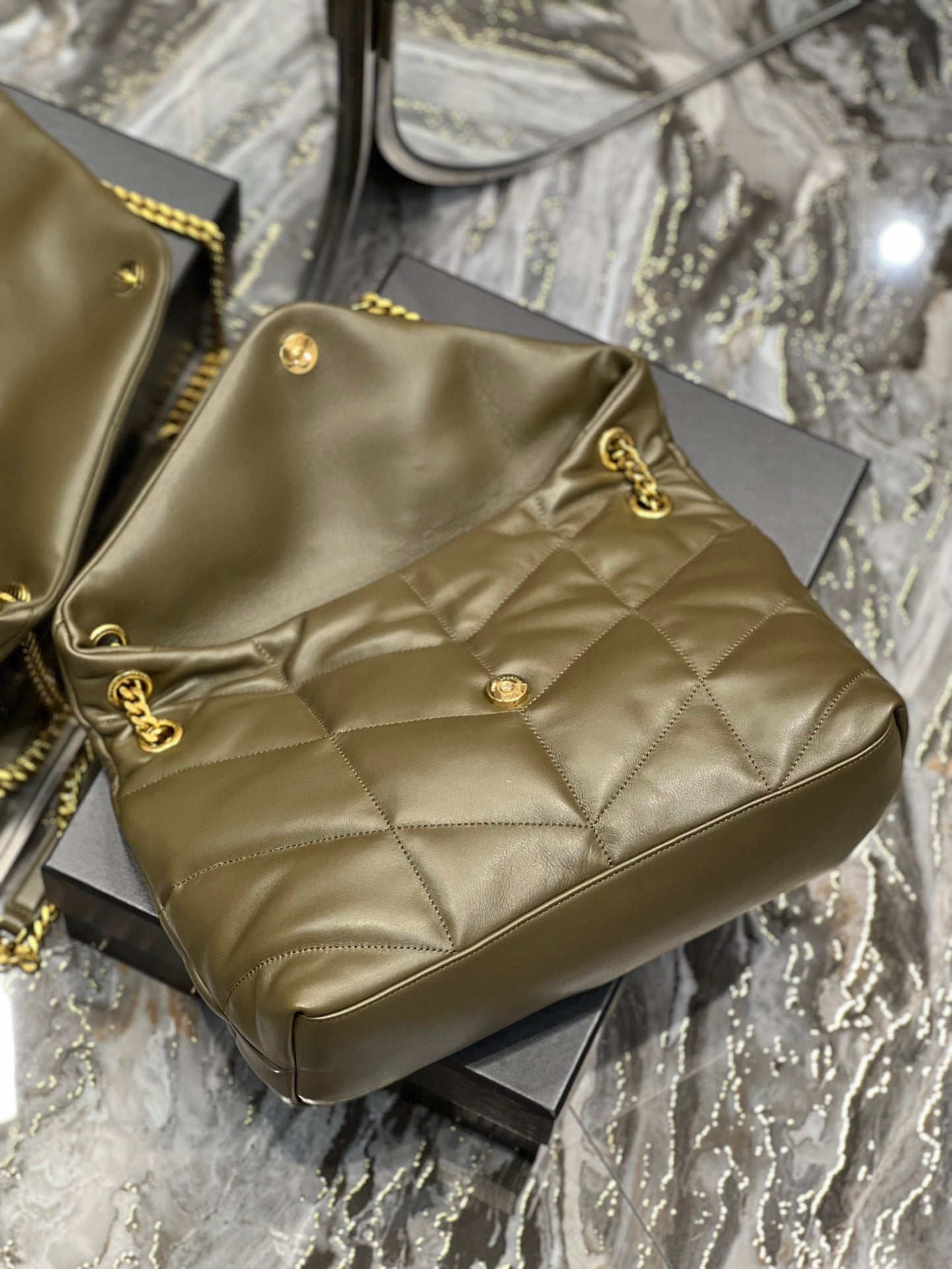 Saint Laurent LouLou Medium Chain Bag In Army Green Quilted Lambskin