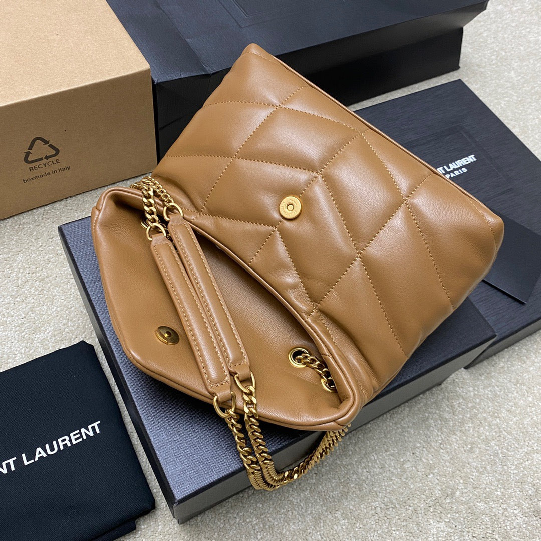 Saint Laurent LouLou Chain Bag In Brown Quilted Lambskin