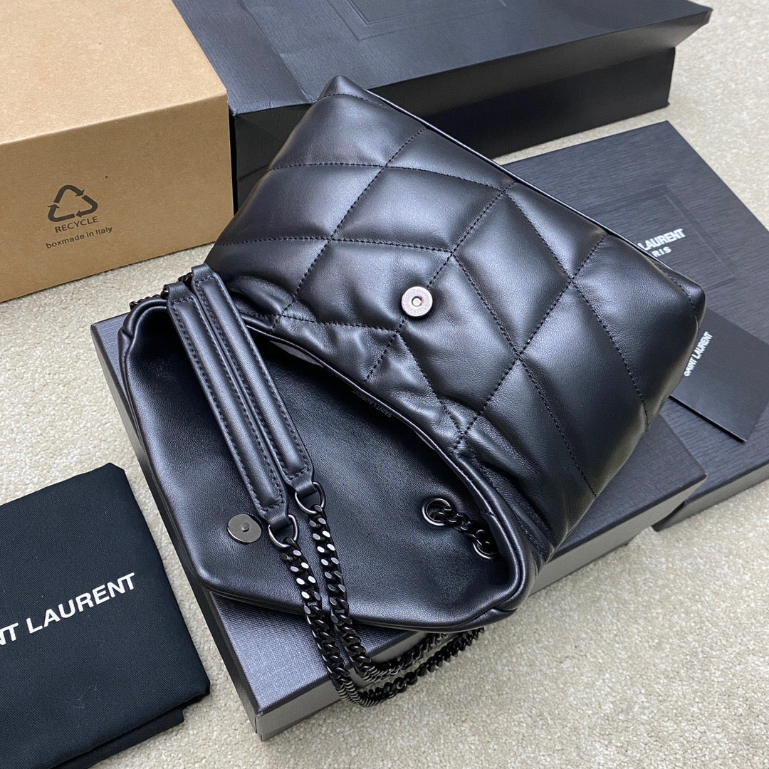 Saint Laurent LouLou Chain Bag In Black Quilted Lambskin