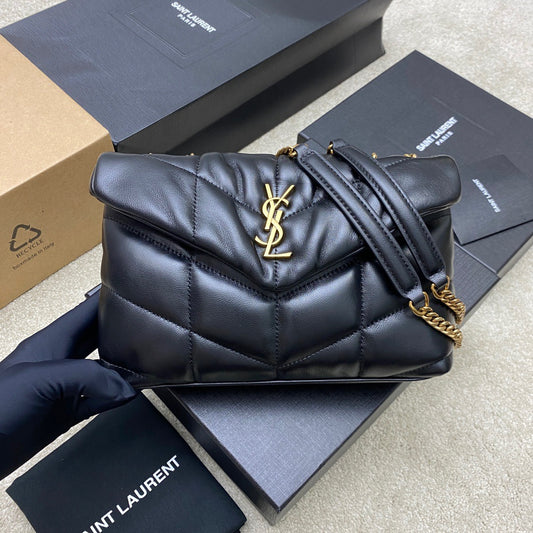 Saint Laurent LouLou Chain Bag In Black Quilted Lambskin