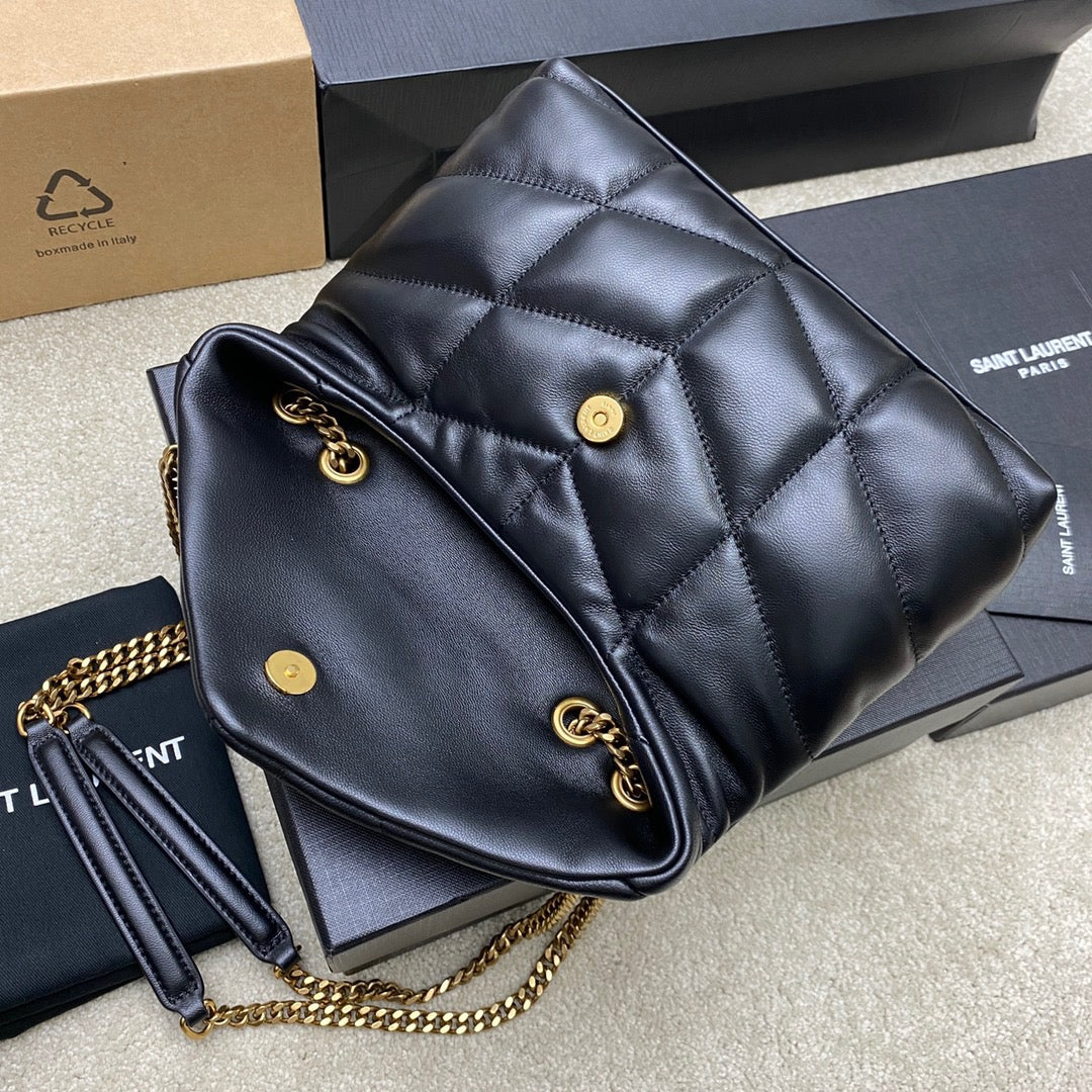 Saint Laurent LouLou Chain Bag In Black Quilted Lambskin