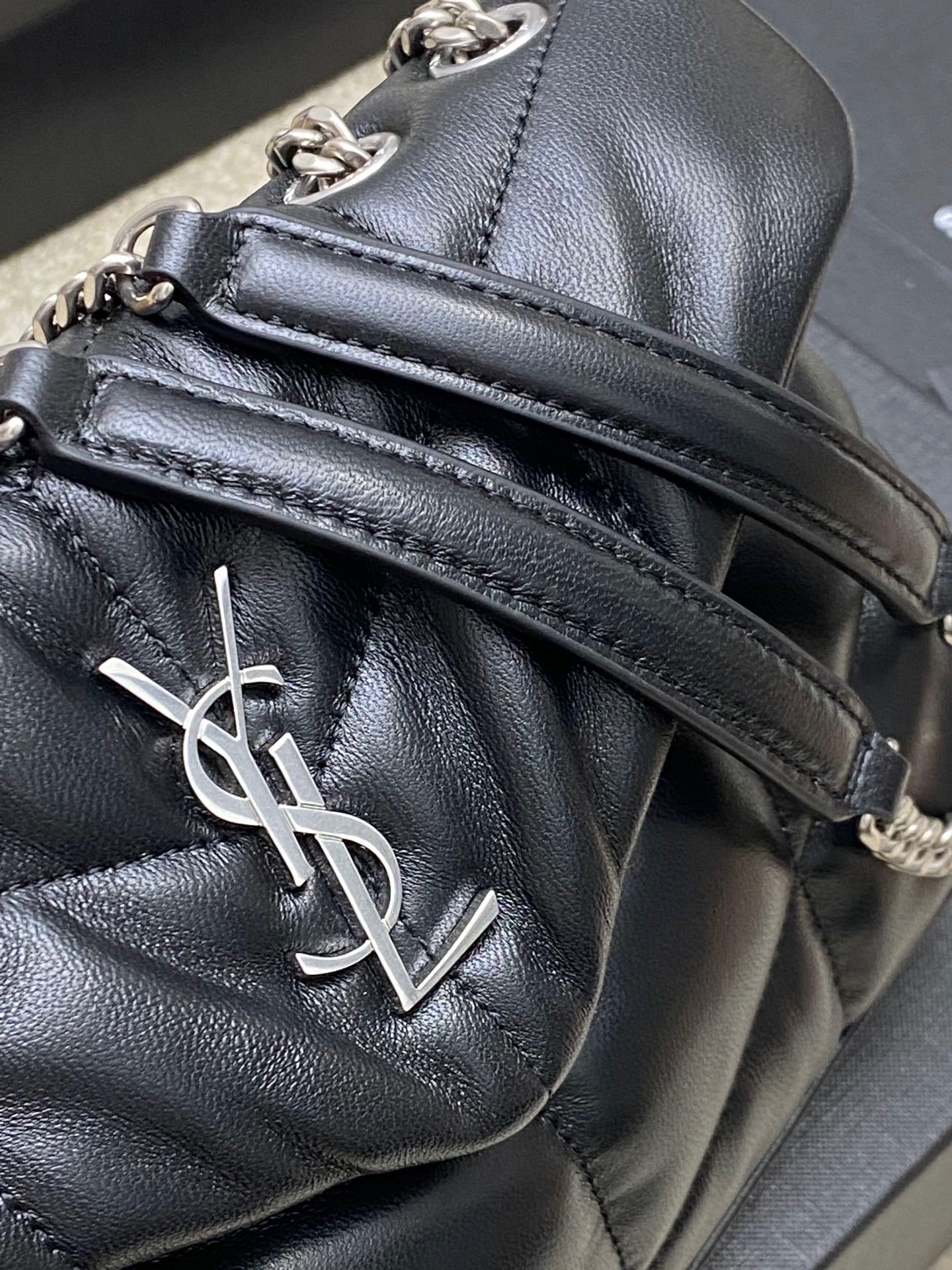 Saint Laurent LouLou Chain Bag In Black Quilted Lambskin