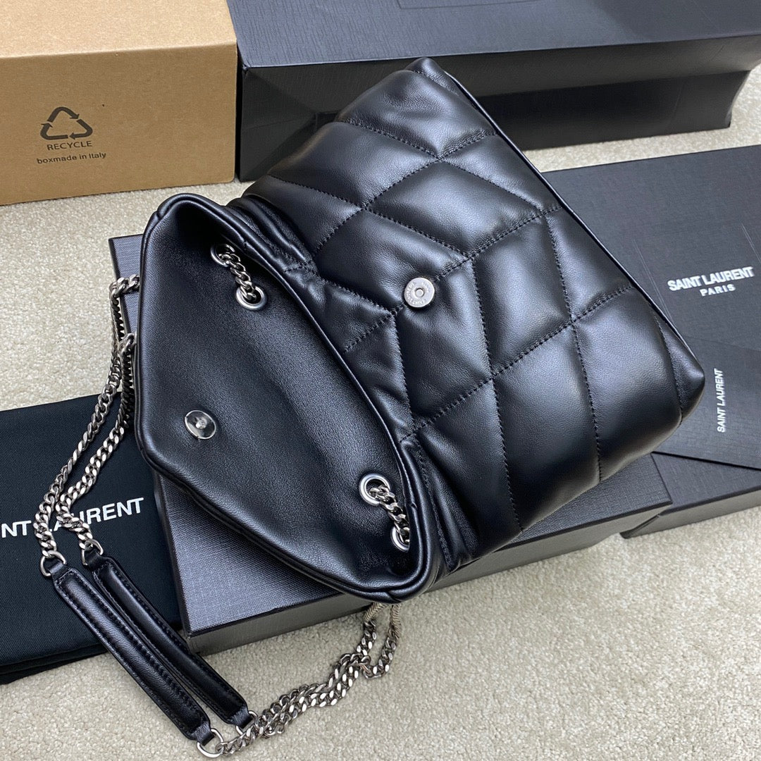 Saint Laurent LouLou Chain Bag In Black Quilted Lambskin