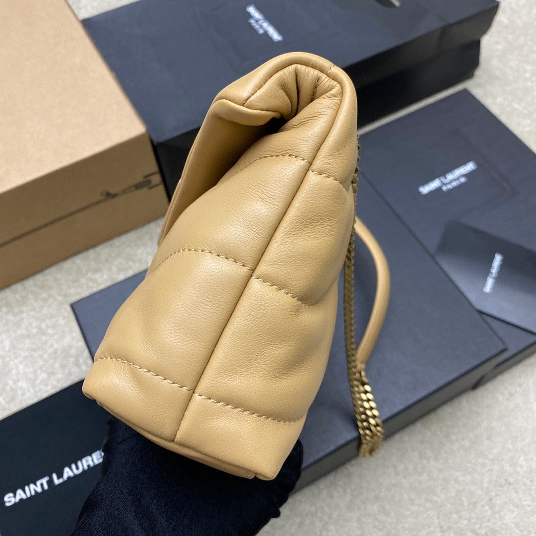 Saint Laurent LouLou Chain Bag In Apricot Quilted Lambskin