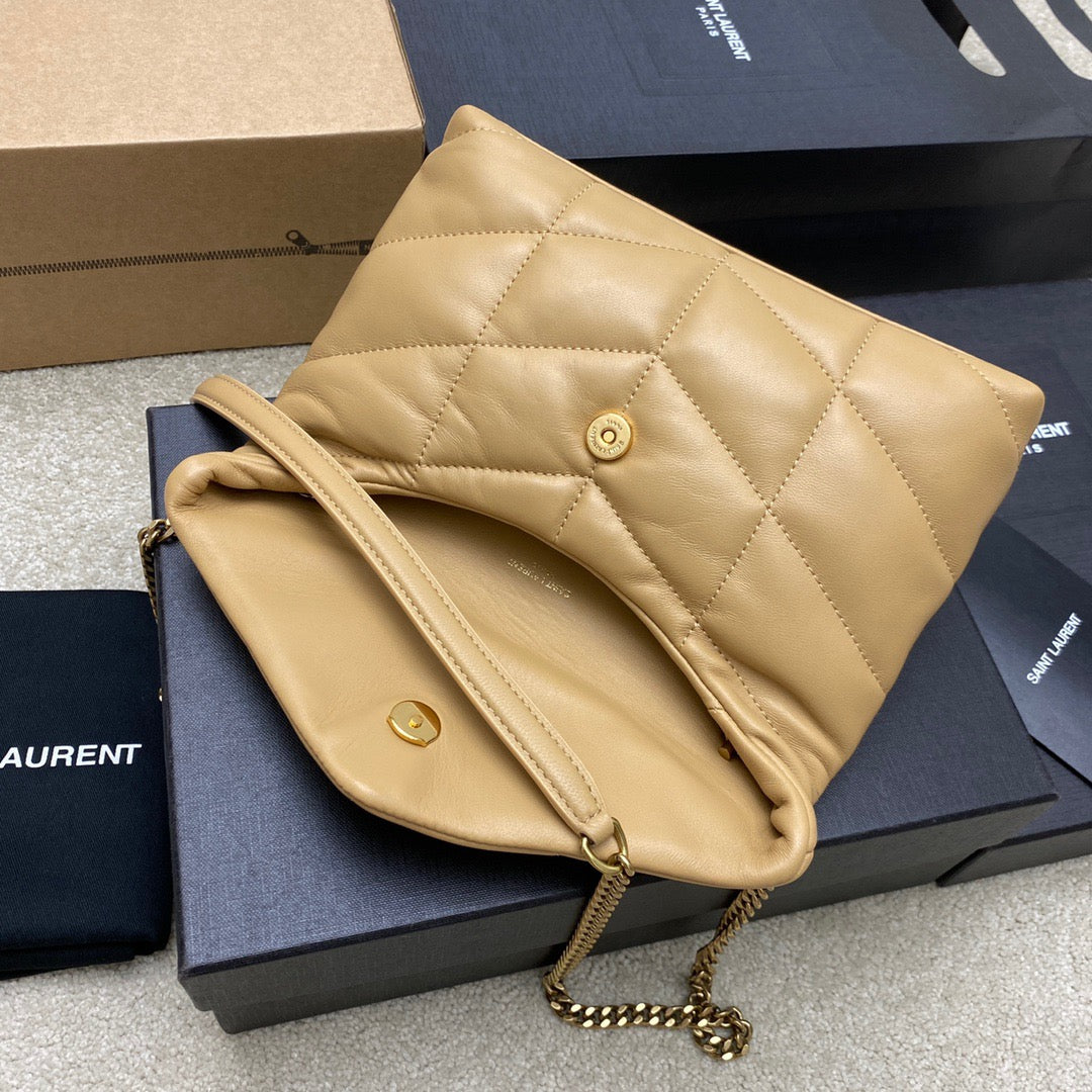 Saint Laurent LouLou Chain Bag In Apricot Quilted Lambskin