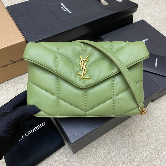 Saint Laurent LouLou Chain Bag In Avocado Green Quilted Lambskin