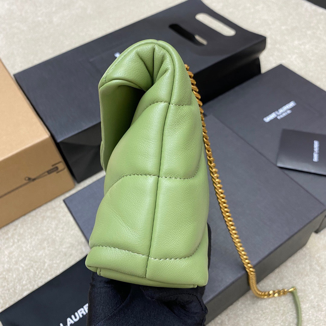 Saint Laurent LouLou Chain Bag In Avocado Green Quilted Lambskin