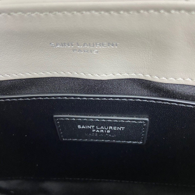 Saint Laurent LouLou Chain Bag In Gray Quilted Lambskin