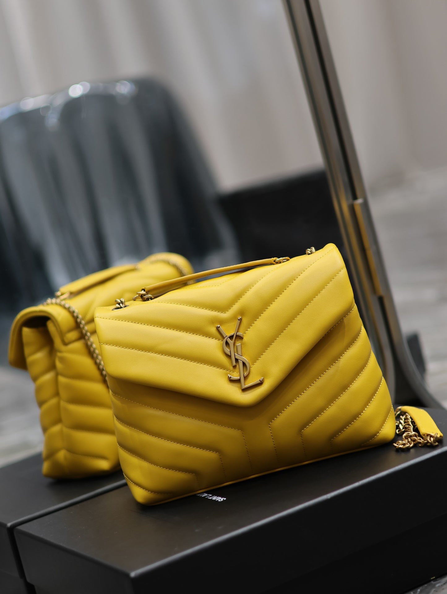 Saint Laurent LouLou Chain Bag In Yellow Quilted Lambskin