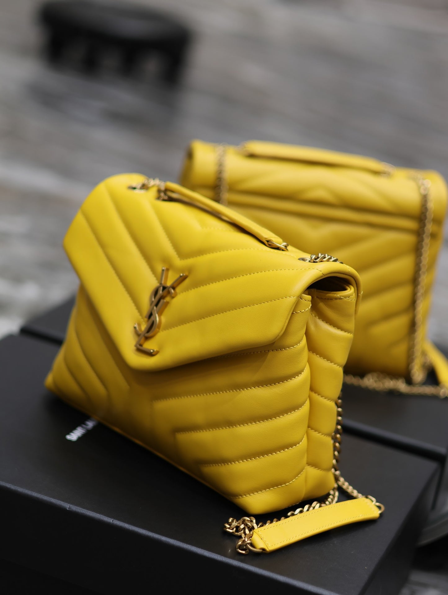 Saint Laurent LouLou Chain Bag In Yellow Quilted Lambskin