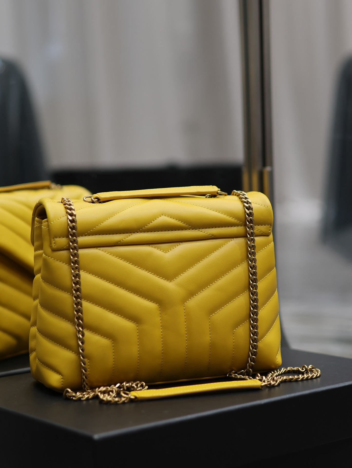 Saint Laurent LouLou Chain Bag In Yellow Quilted Lambskin