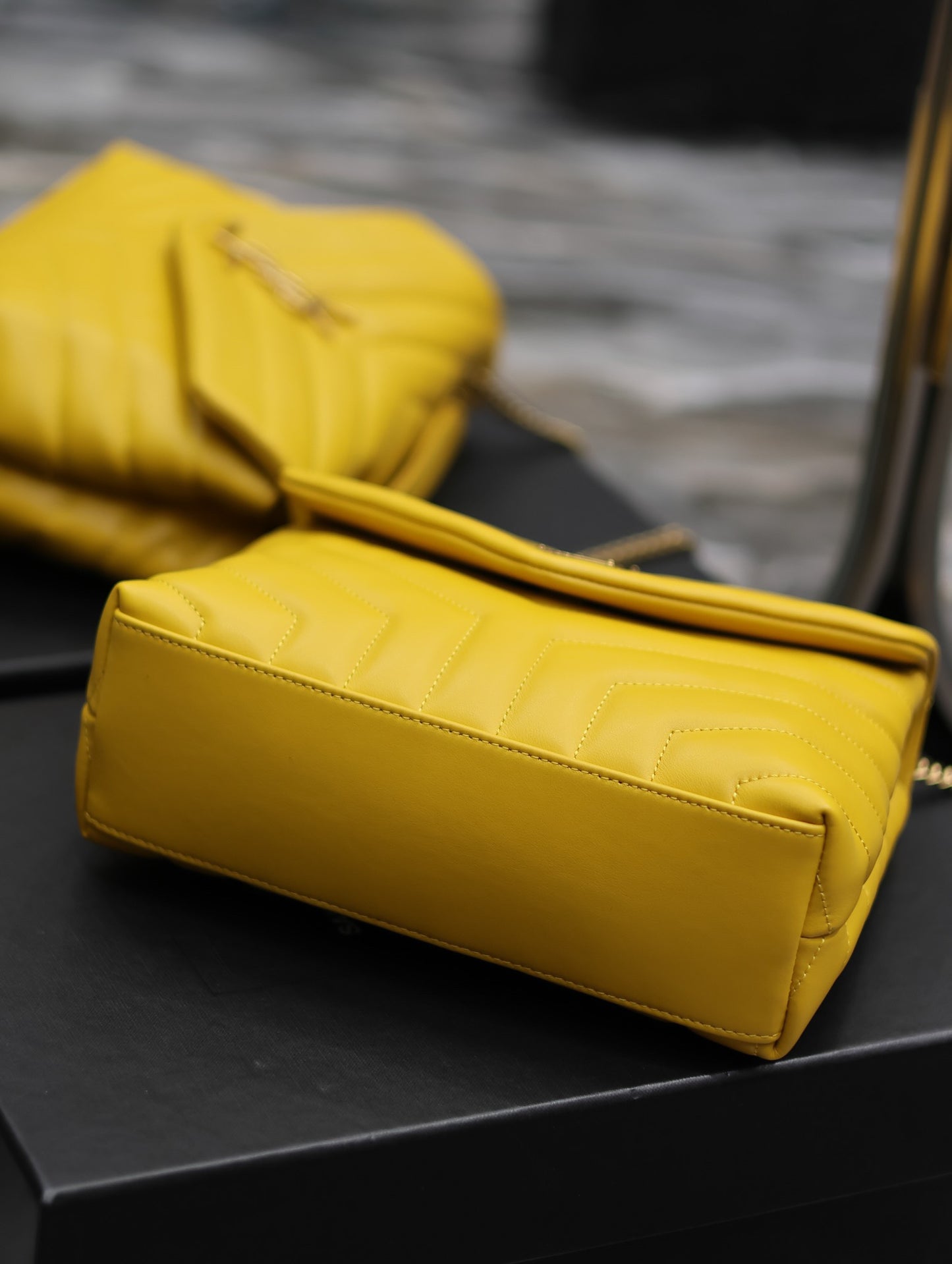 Saint Laurent LouLou Chain Bag In Yellow Quilted Lambskin