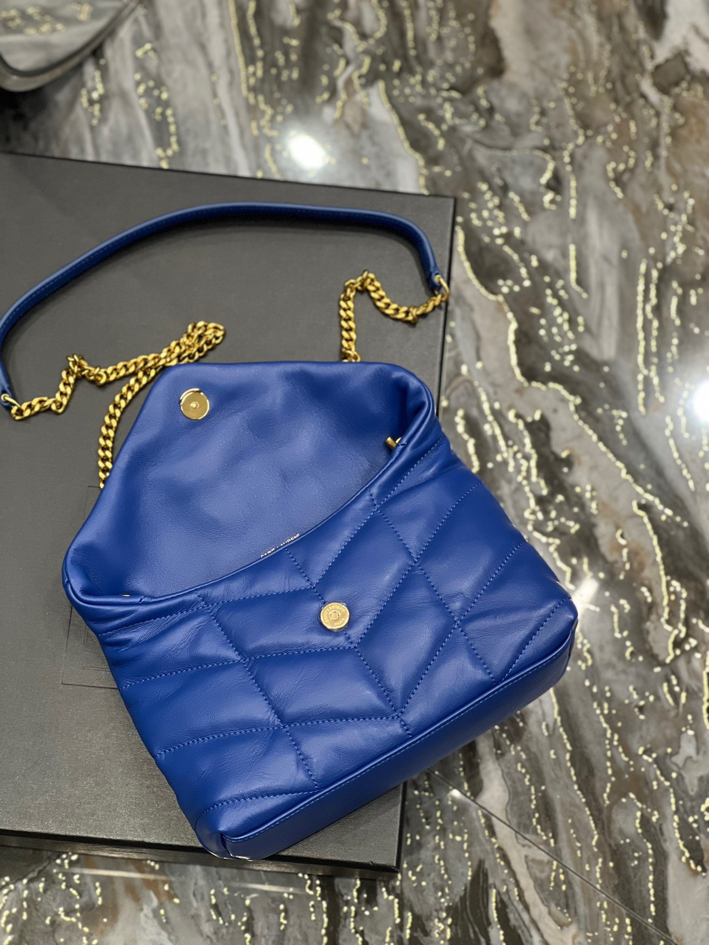 Saint Laurent LouLou Chain Bag In Navy Blue Quilted Lambskin