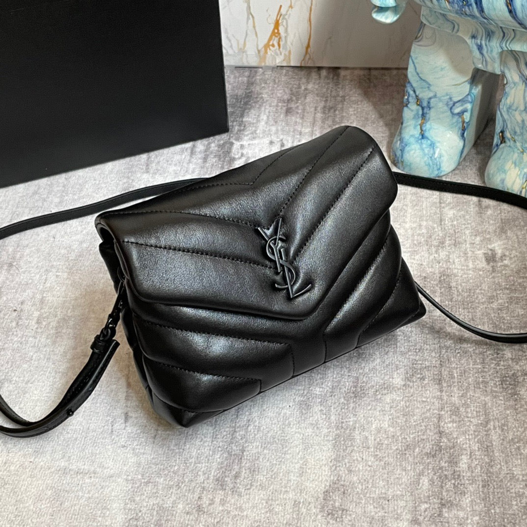 Saint Laurent LouLou Chain Bag In Black Quilted Calfskin