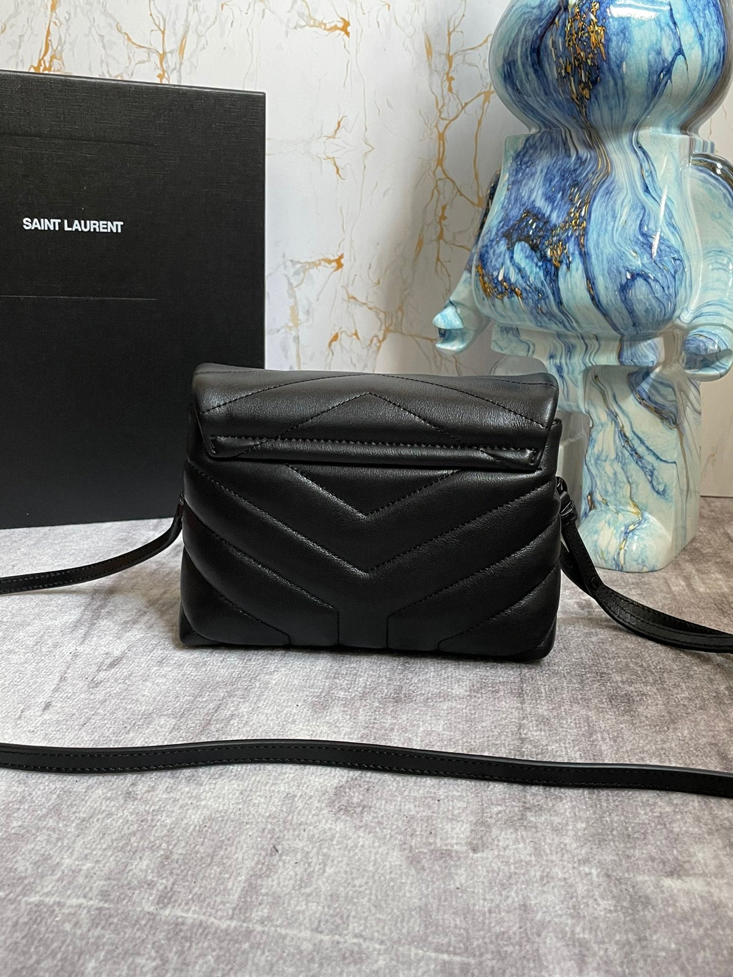 Saint Laurent LouLou Chain Bag In Black Quilted Calfskin