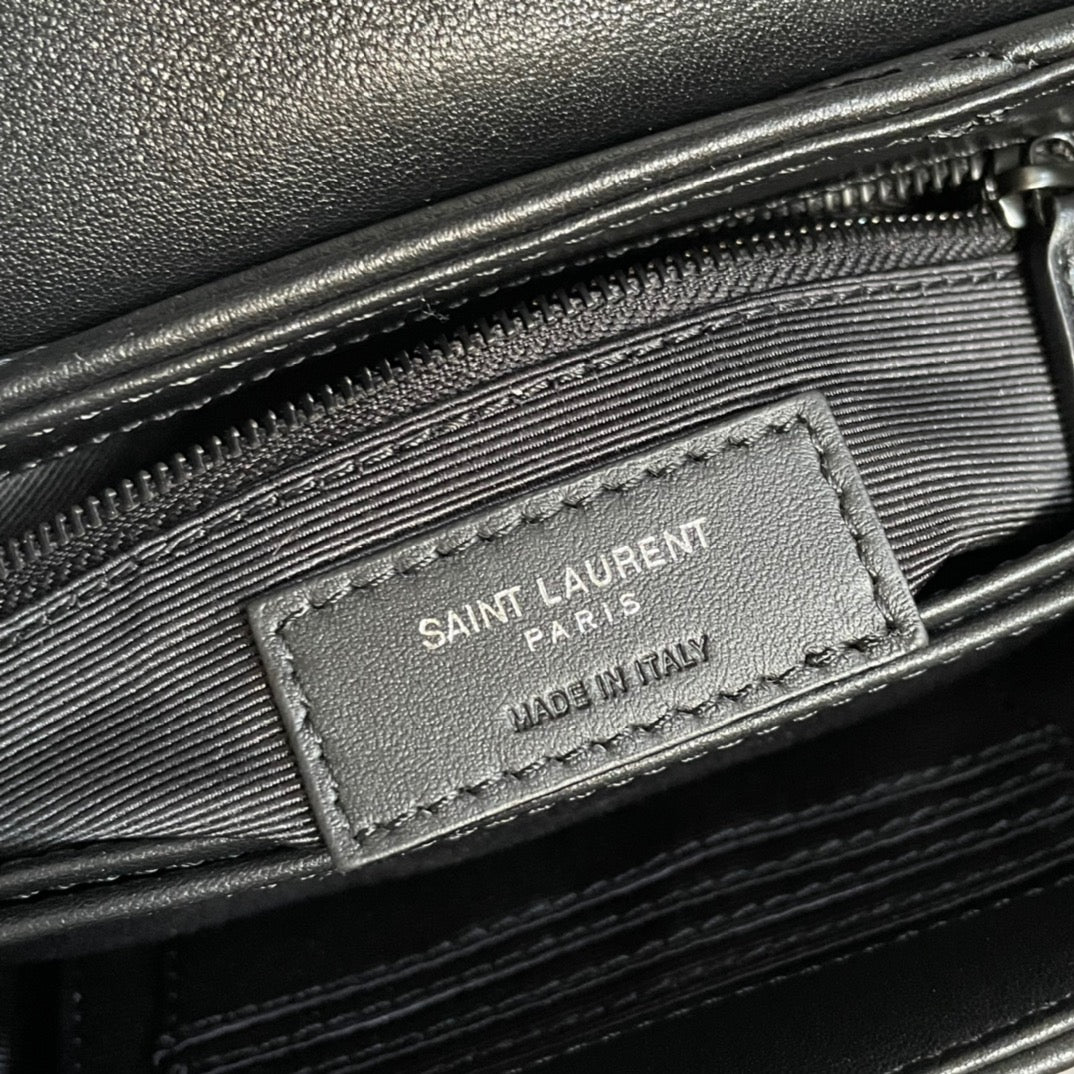 Saint Laurent LouLou Chain Bag In Black Quilted Calfskin