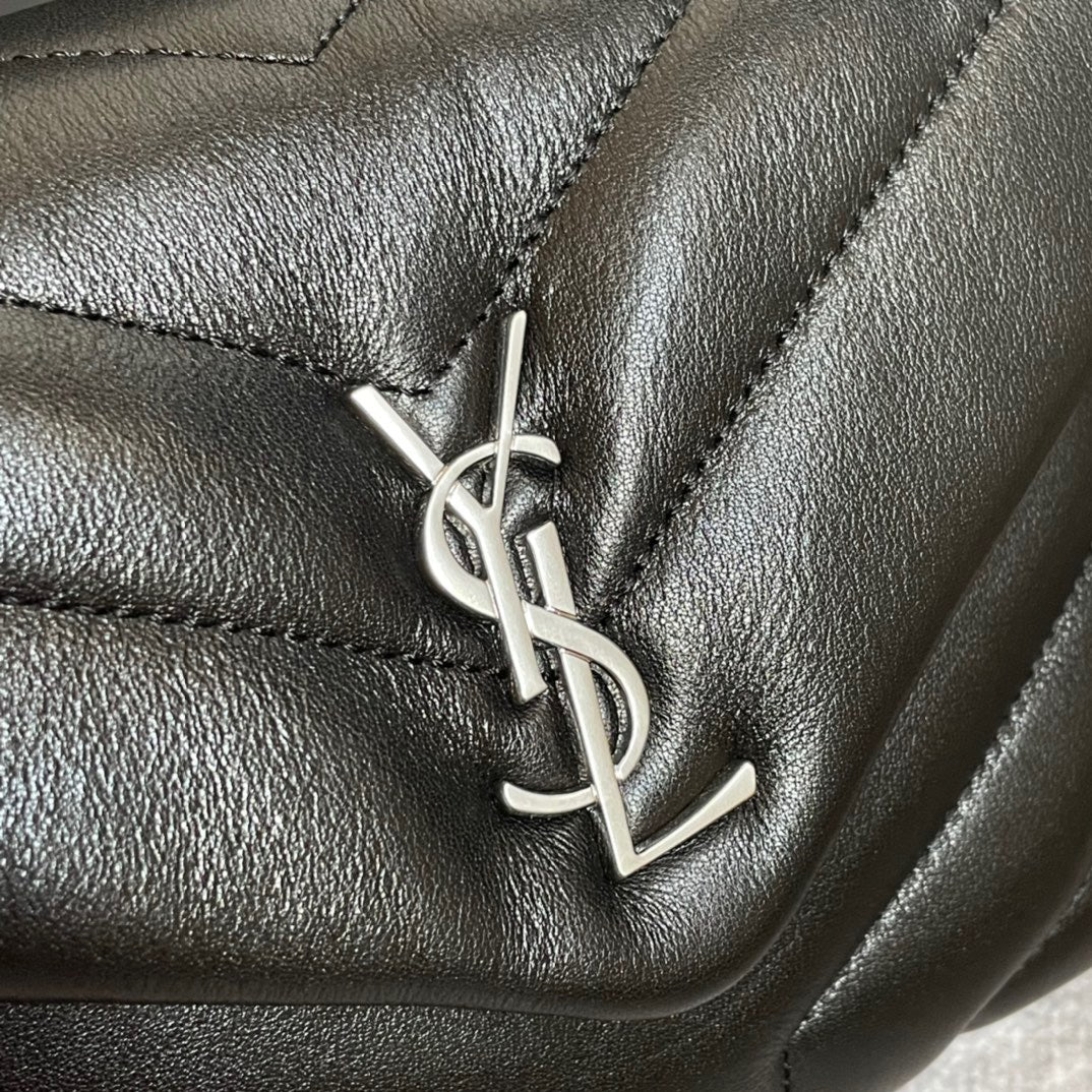 Saint Laurent LouLou Chain Bag In Black Quilted Calfskin