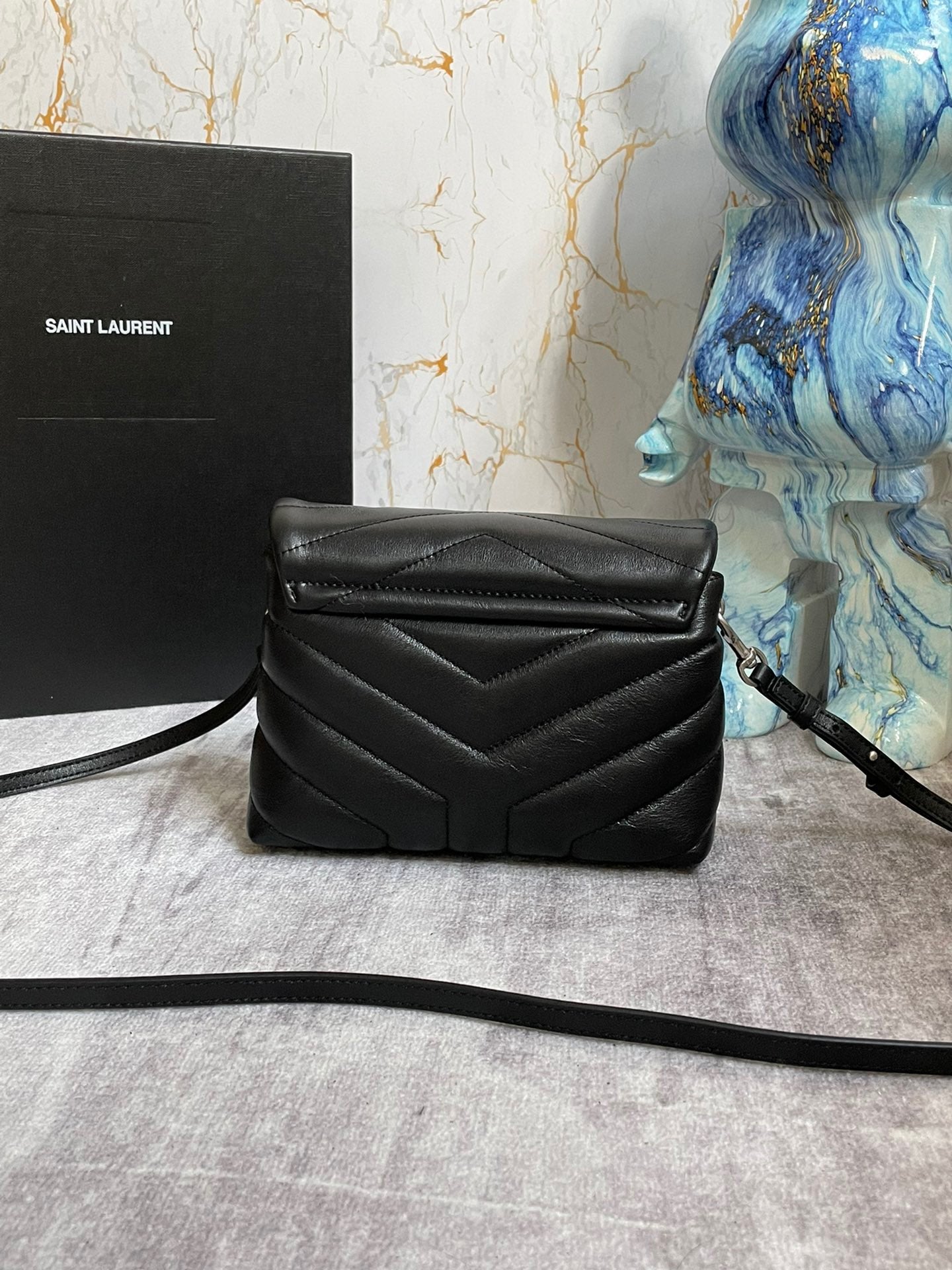 Saint Laurent LouLou Chain Bag In Black Quilted Calfskin