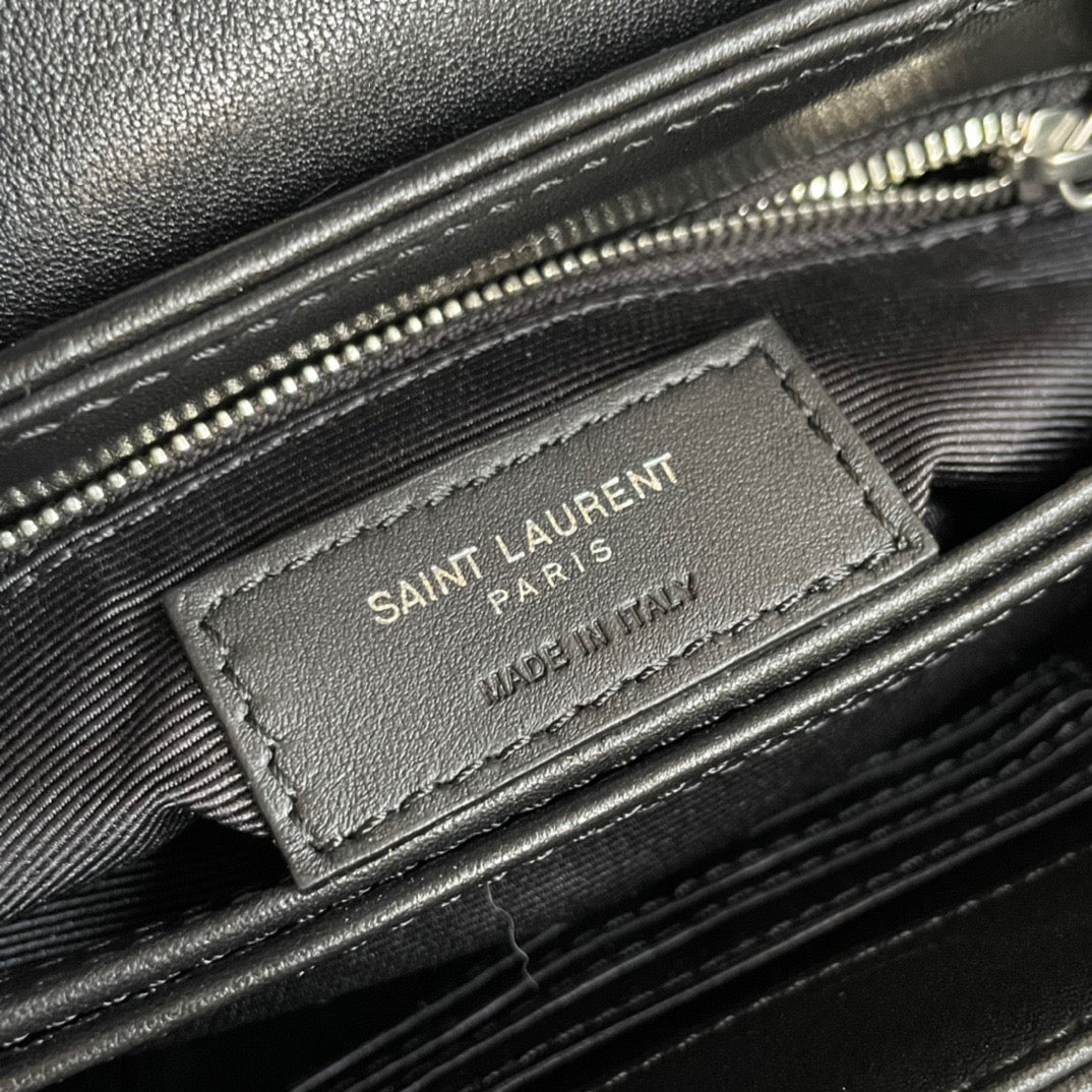 Saint Laurent LouLou Chain Bag In Black Quilted Calfskin