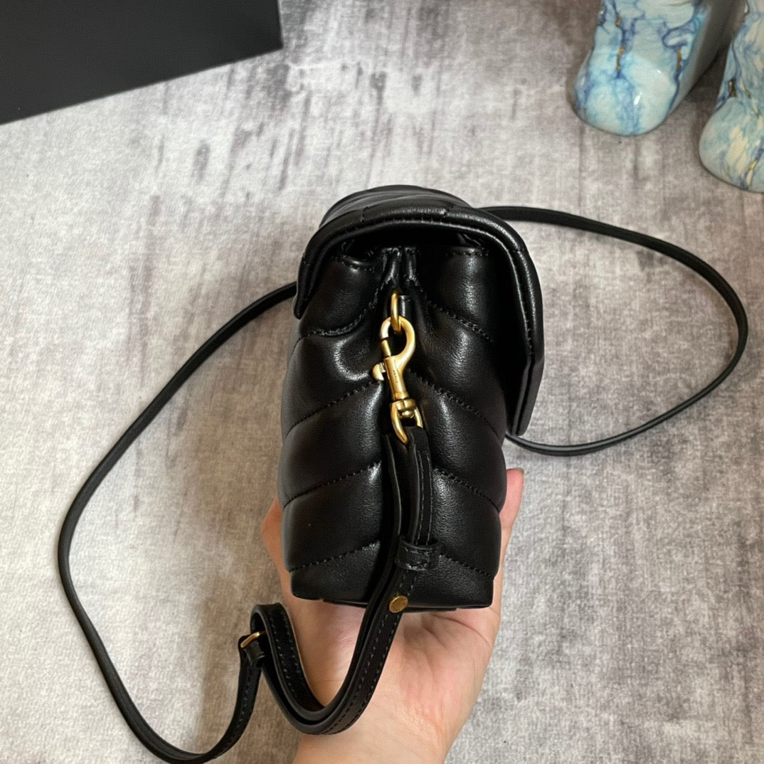 Saint Laurent LouLou Chain Bag In Black Quilted Calfskin