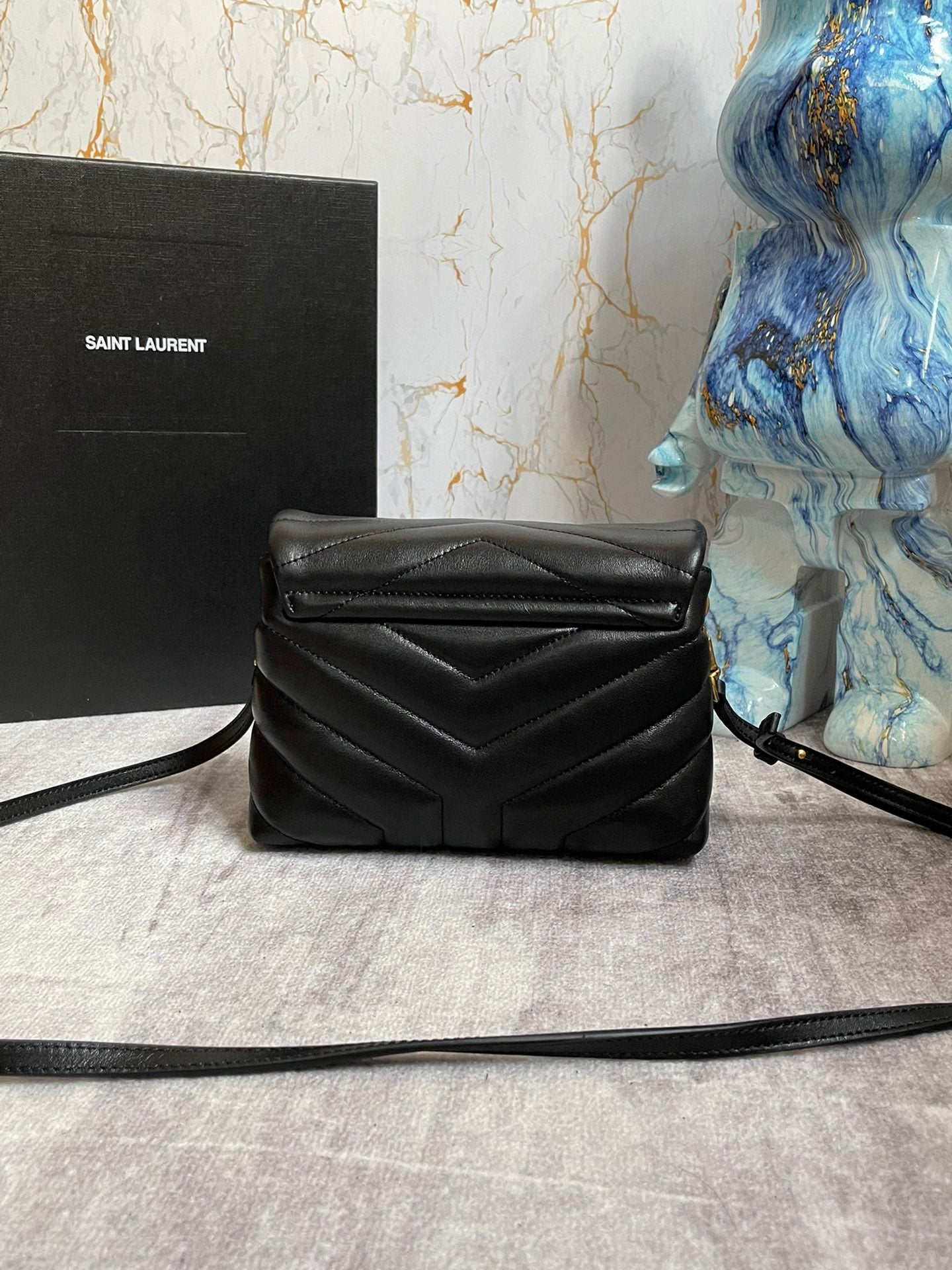 Saint Laurent LouLou Chain Bag In Black Quilted Calfskin