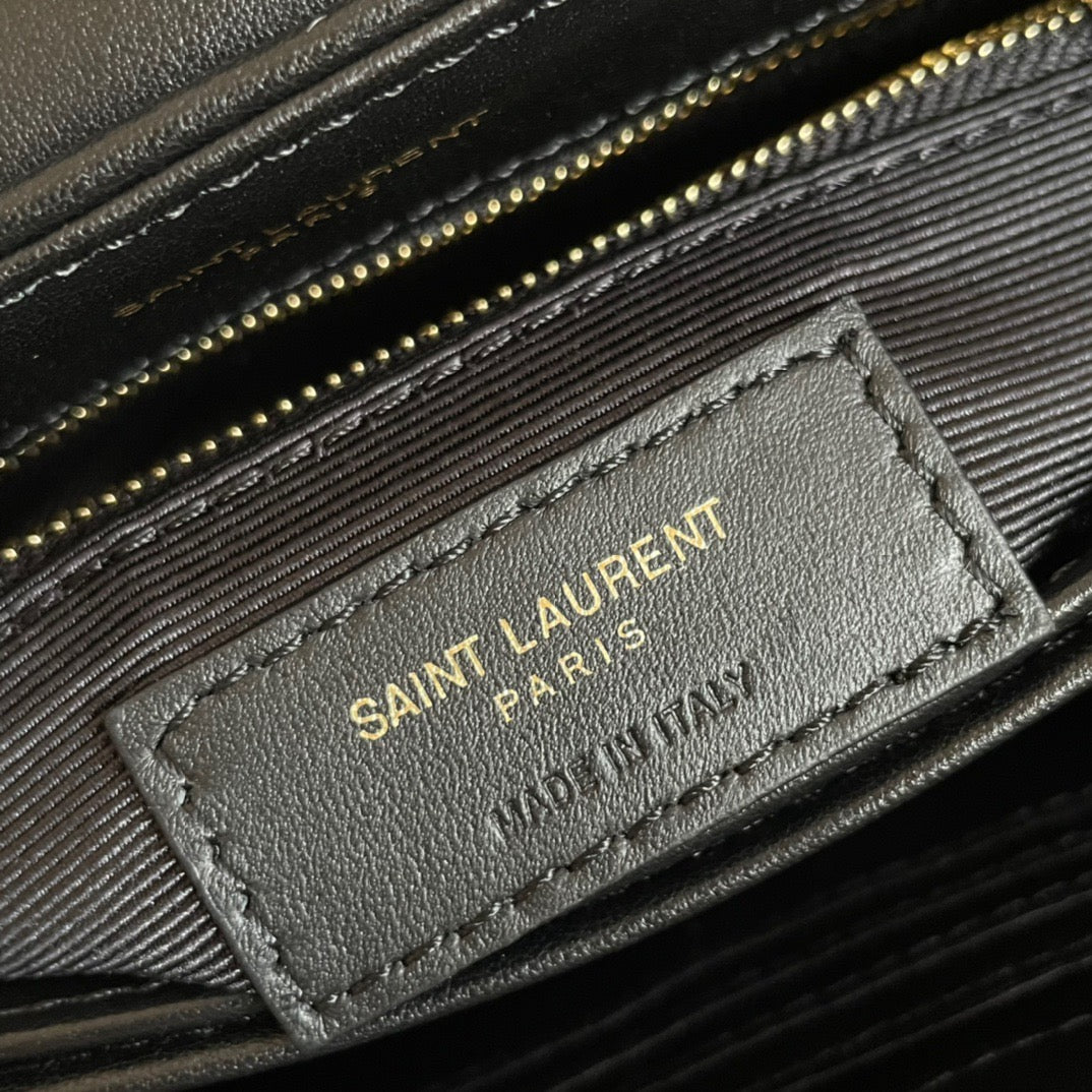 Saint Laurent LouLou Chain Bag In Black Quilted Calfskin