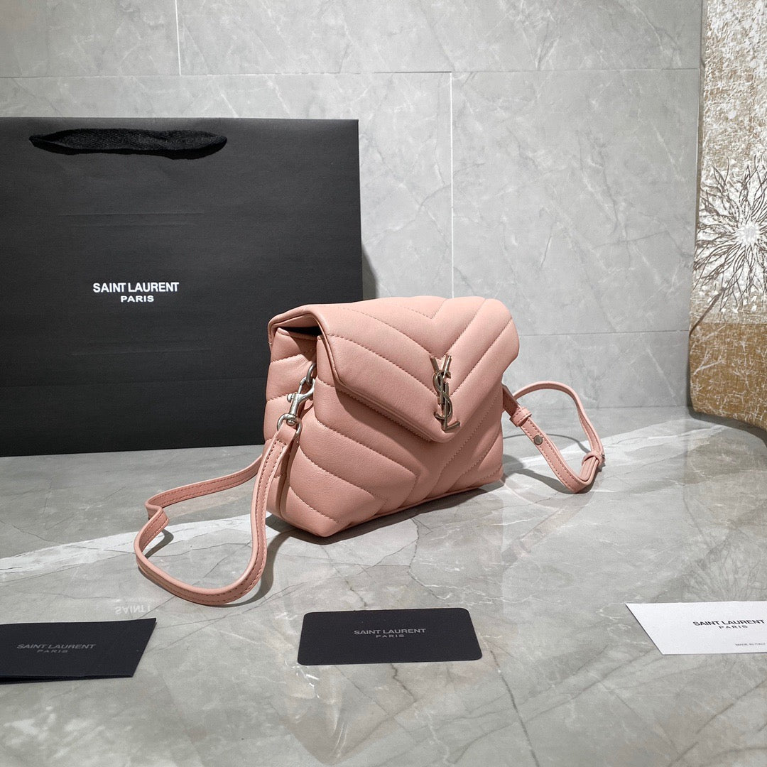 Saint Laurent LouLou Chain Bag In Pink Quilted Calfskin