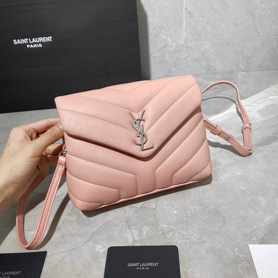 Saint Laurent LouLou Chain Bag In Pink Quilted Calfskin