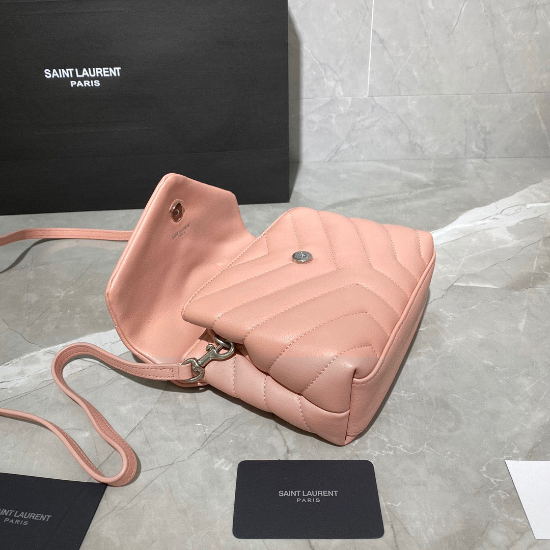 Saint Laurent LouLou Chain Bag In Pink Quilted Calfskin